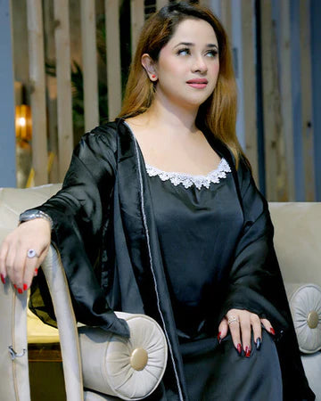 5Pc Pretty Silk Nighty Dress Set for Women β Luxury Lace Sleepwear